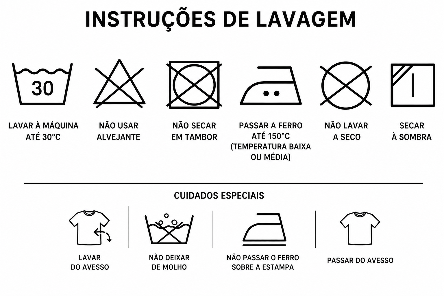 INSTRUÇÕES DE LAVAGEM